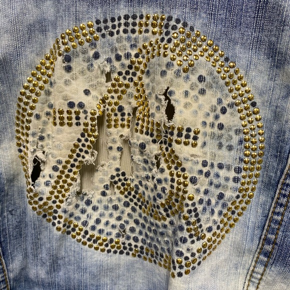 Distressed Bleached Jean Jacket 18w Ashley Stewart - Picture 6 of 10